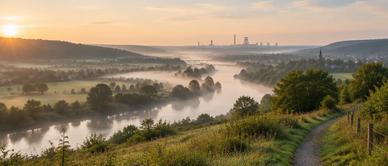 Das Ruhrtal bei Fröndenberg im Morgenlicht